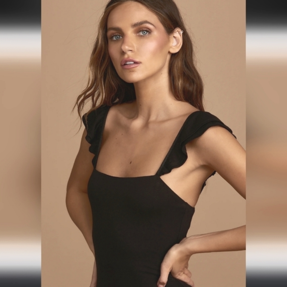 SOLD Lulus You Go Twirl Black Ruffled Skater Mini Dress LBD small USA made